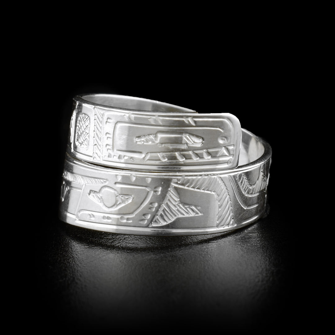 Sterling Silver 1/4" Orca/Eagle Wrap Ring - Artina's Jewellery