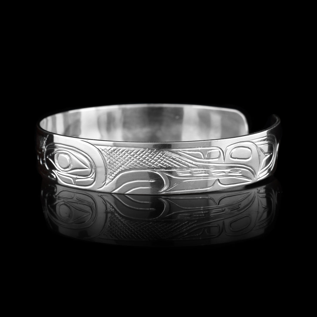 Silver 3/8" Hummingbird Bracelet Cuff