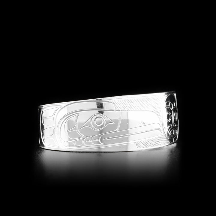 Silver 3/4" Raven and Moon Bracelet Cuff - Artina's Jewellery