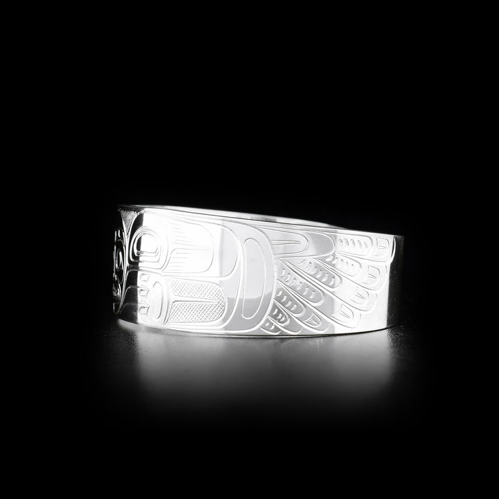 Silver 3/4" Raven and Moon Bracelet Cuff - Artina's Jewellery