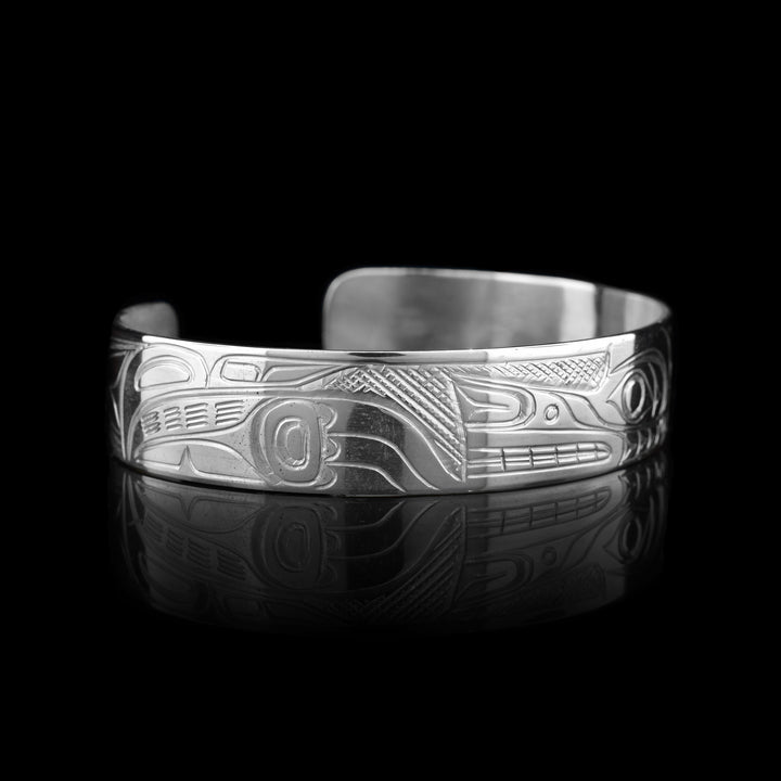 1/2" Sterling Silver Wolf Cuff Bracelet