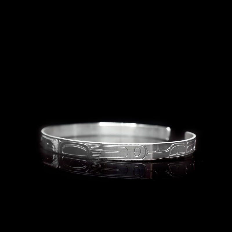 Thin Raven 1/4" Silver Cuff Bracelet Small - Artina's Jewellery