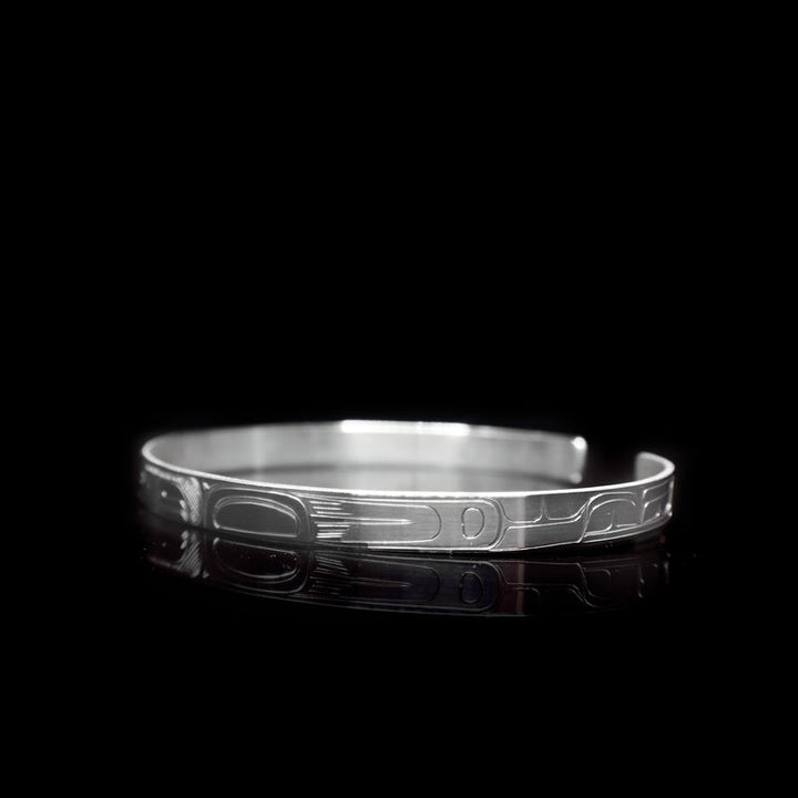 Thin Raven 1/4" Silver Cuff Bracelet Small - Artina's Jewellery
