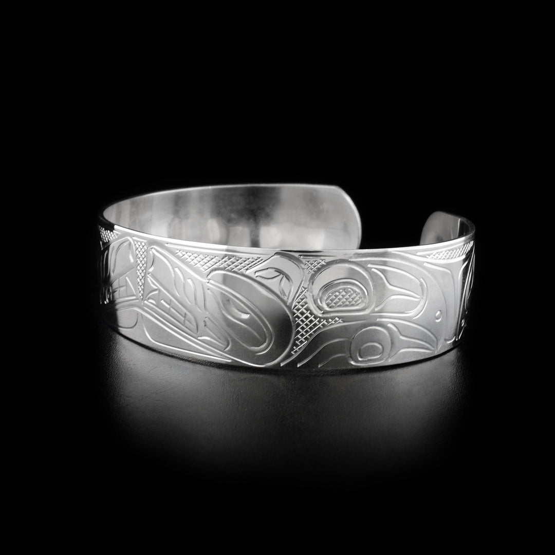 Sterling Silver Large 3/4" Double Wolf Bracelet - Artina's Jewellery