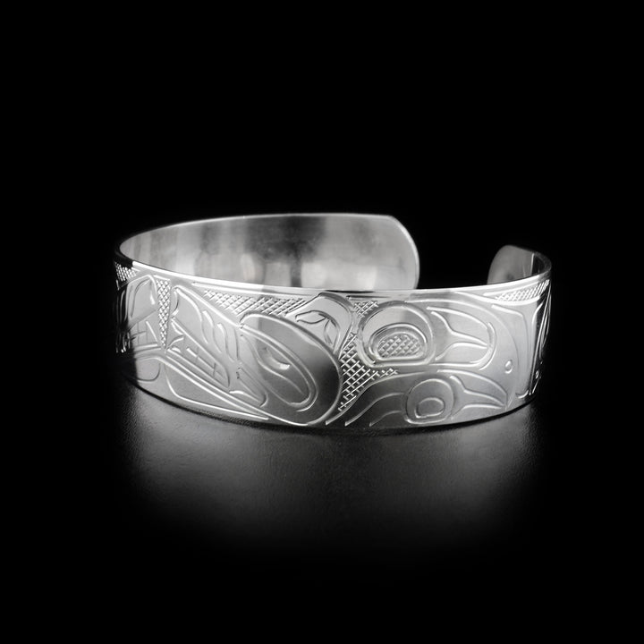 Sterling Silver Large 3/4" Double Wolf Bracelet - Artina's Jewellery