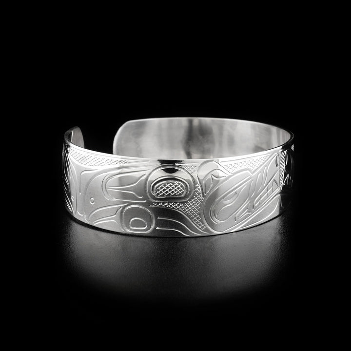 Sterling Silver Large 3/4" Double Wolf Bracelet - Artina's Jewellery