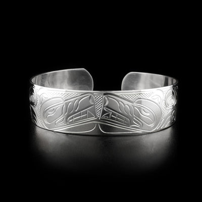 Sterling Silver Large 3/4" Double Wolf Bracelet - Artina's Jewellery