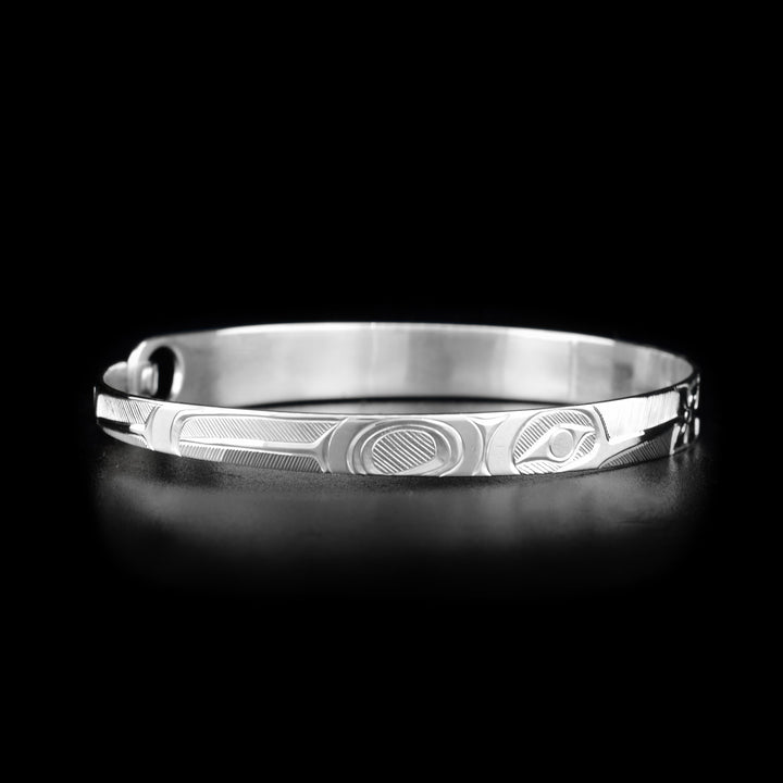 Silver Tapered Hummingbird Bracelet Bangle - Artina's Jewellery