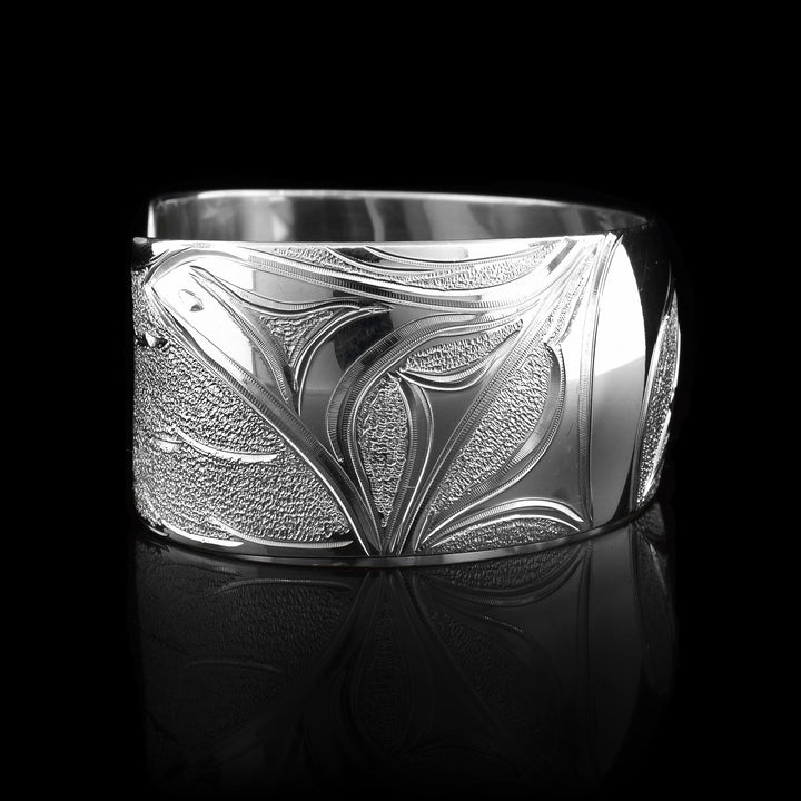 Sterling Silver Wide Cuff 1" Orca Bracelet - Artina's Jewellery