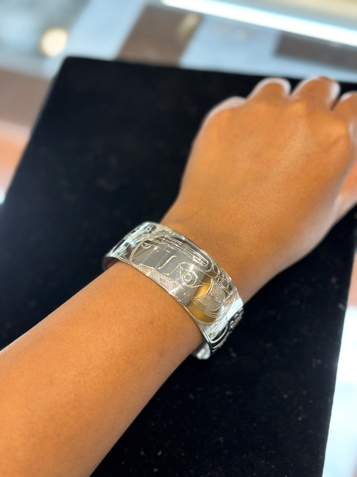 The photo shows the model's arm and hand with the band on their wrist.