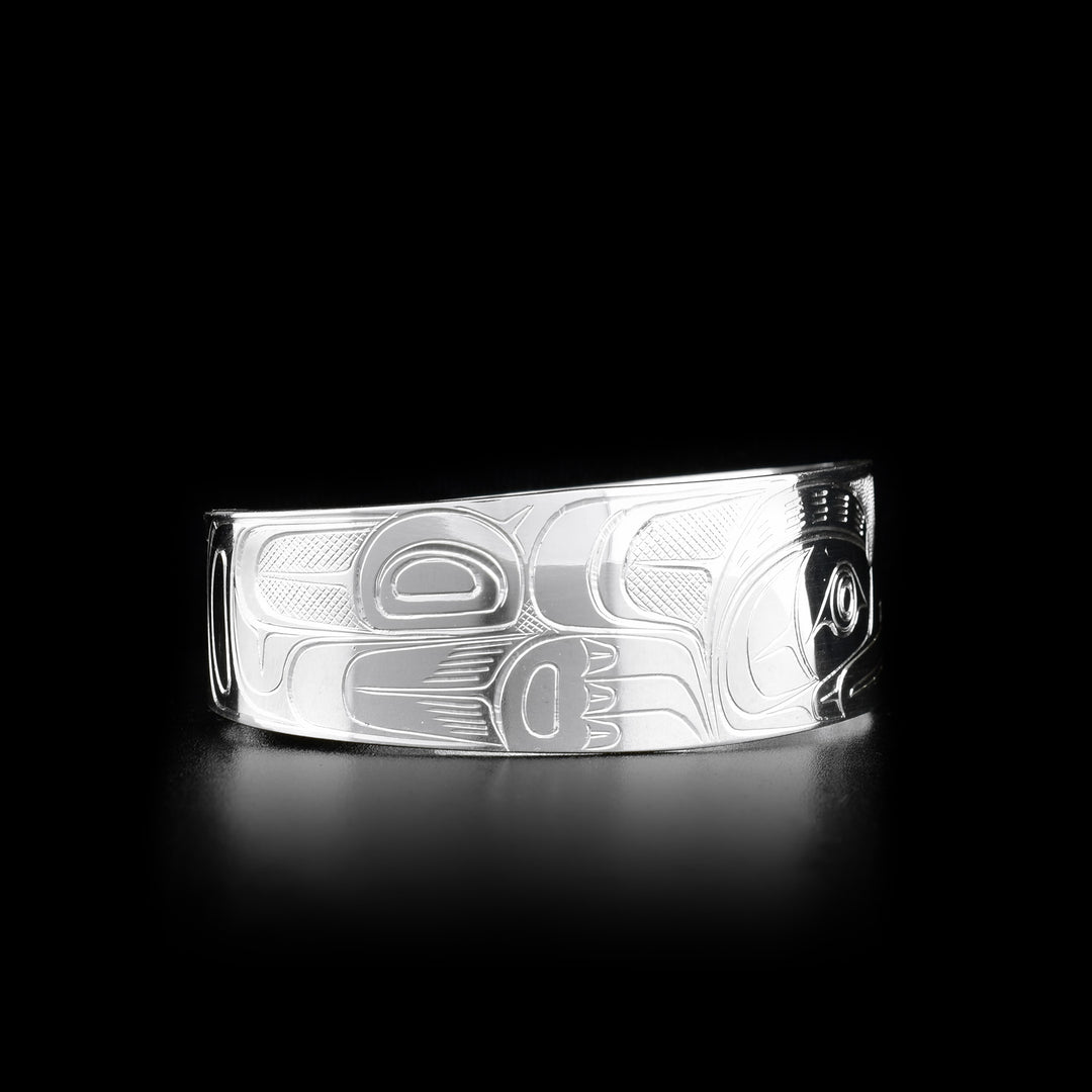 Silver Cuff 3/4" Orca and Thunderbird Bracelet - Artina's Jewellery