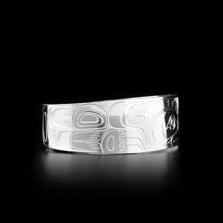 Silver Cuff 3/4" Orca and Thunderbird Bracelet - Artina's Jewellery