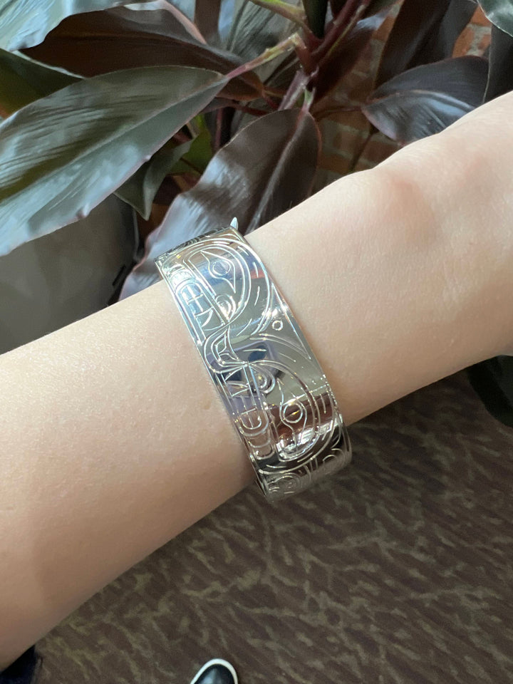 Silver 3/4" Double Orca Bracelet - Artina's Jewellery
