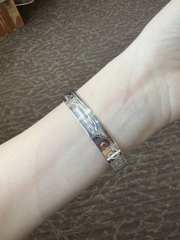 Sterling Silver Thin Orca Bracelet Cuff - Artina's Jewellery