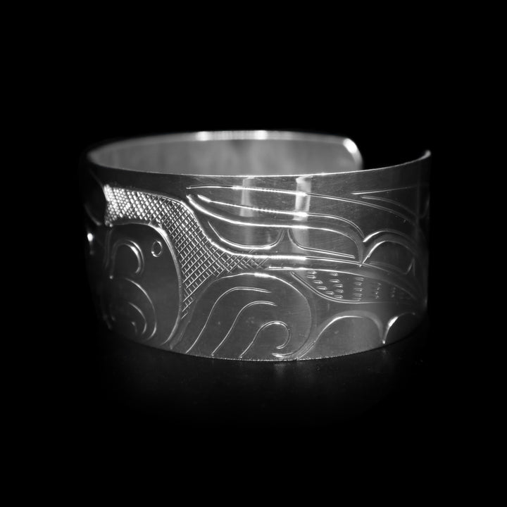 Eagle Silver Wide Cuff Bracelet 1" - Artina's Jewellery