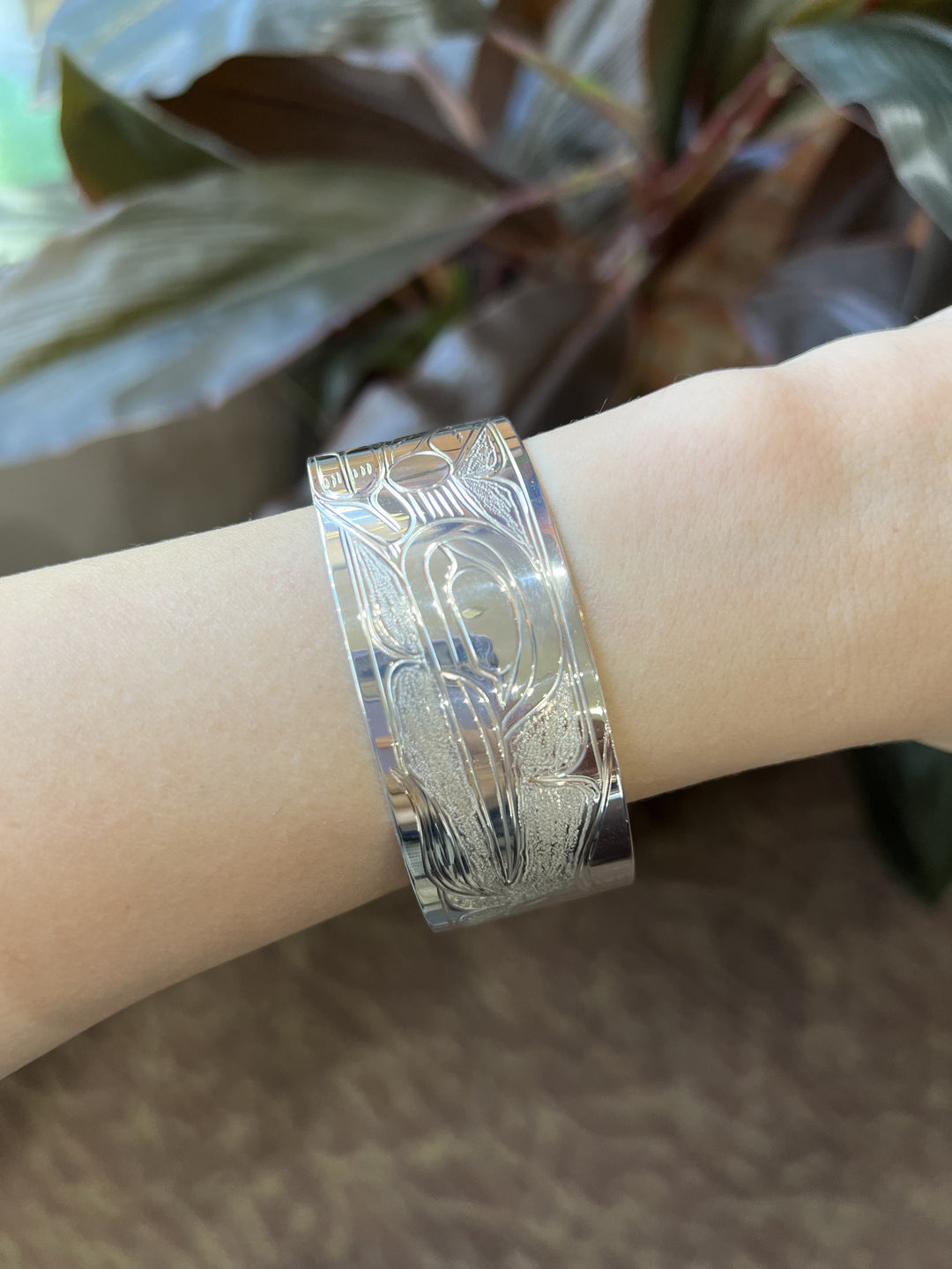 Hummingbird Chunky Silver Cuff Bracelet - Artina's Jewellery
