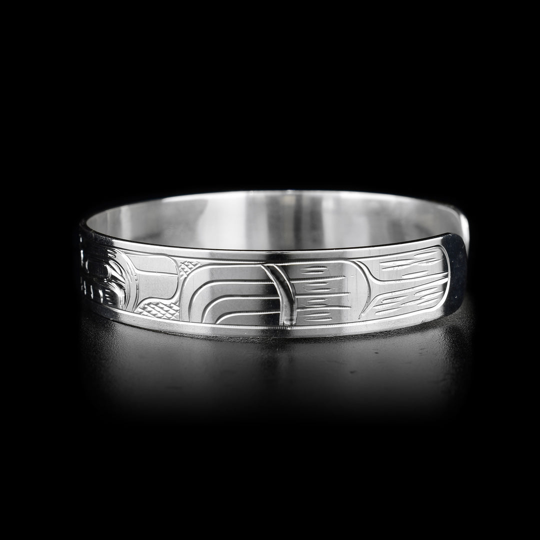 Silver 3/8" Bear Raven Cuff Bracelet - Artina's Jewellery