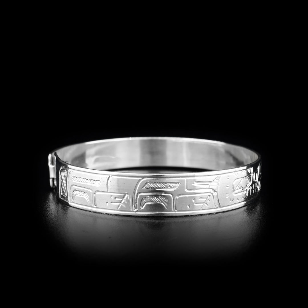 Double Wolf and Sun Silver Clasp Bracelet - Artina's Jewellery