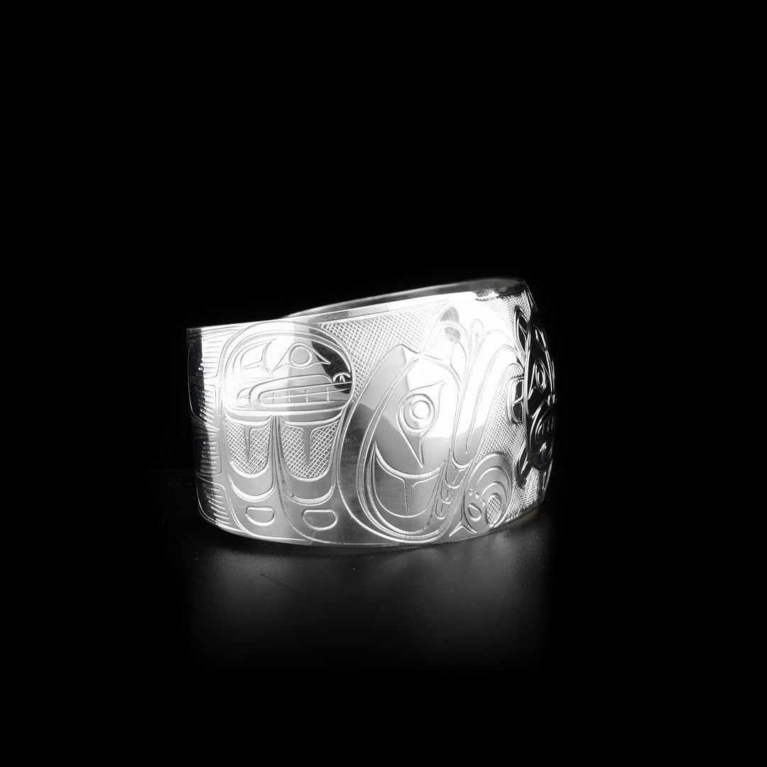 Silver 1 1/4" Sun, Orca and Eagle Bracelet - Artina's Jewellery