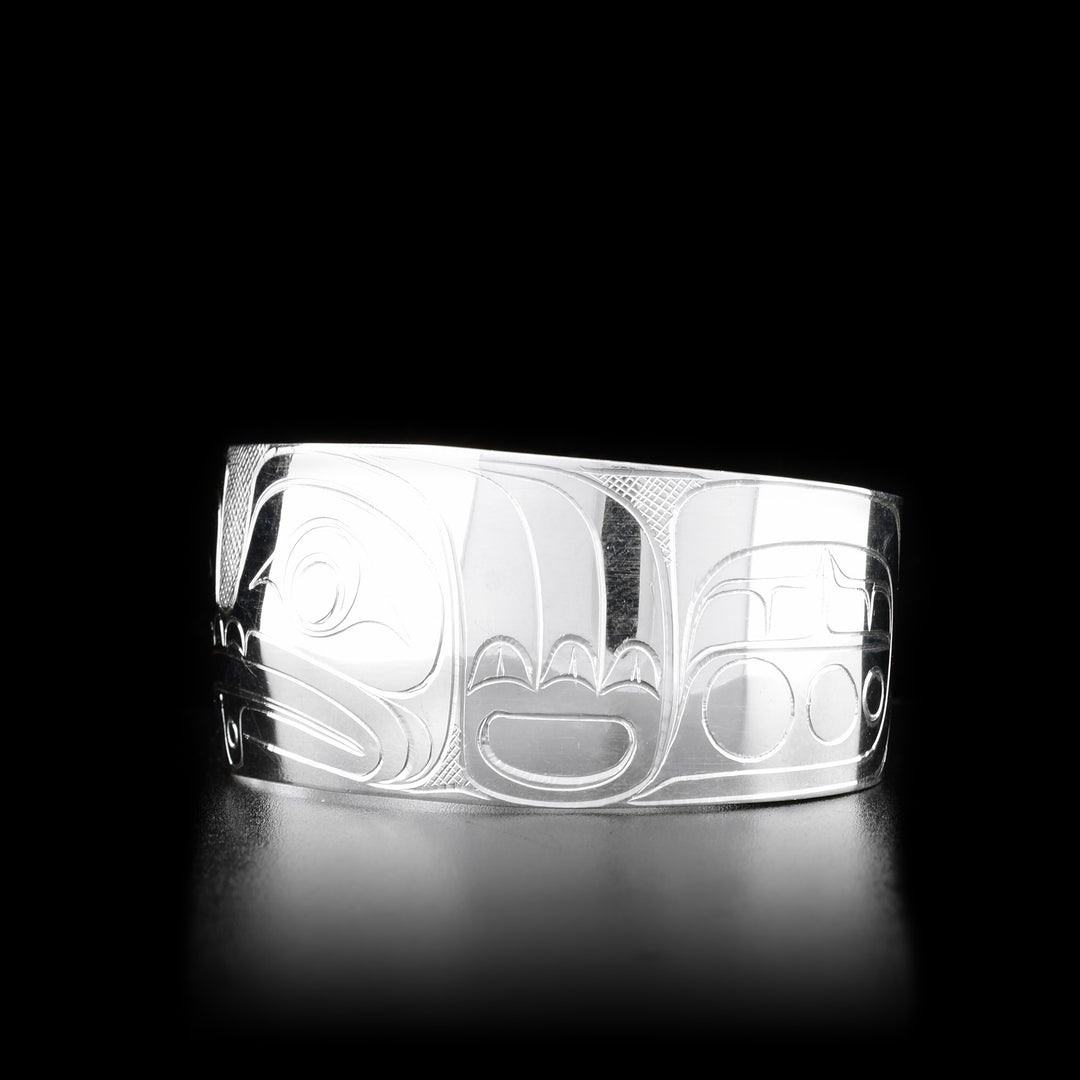 Wide 1" Silver Frog Bracelet Cuff - Artina's Jewellery