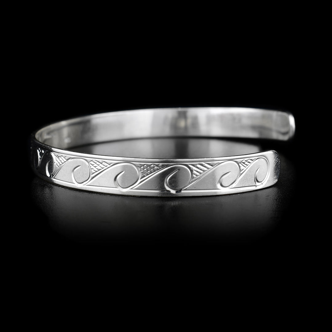 Sterling Silver 1/4" Orca Waves Bracelet - Artina's Jewellery