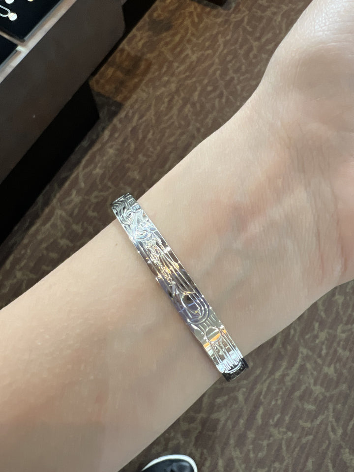 Silver Cuff 1/4" Butterfly and Hummingbird Bracelet - Artina's Jewellery