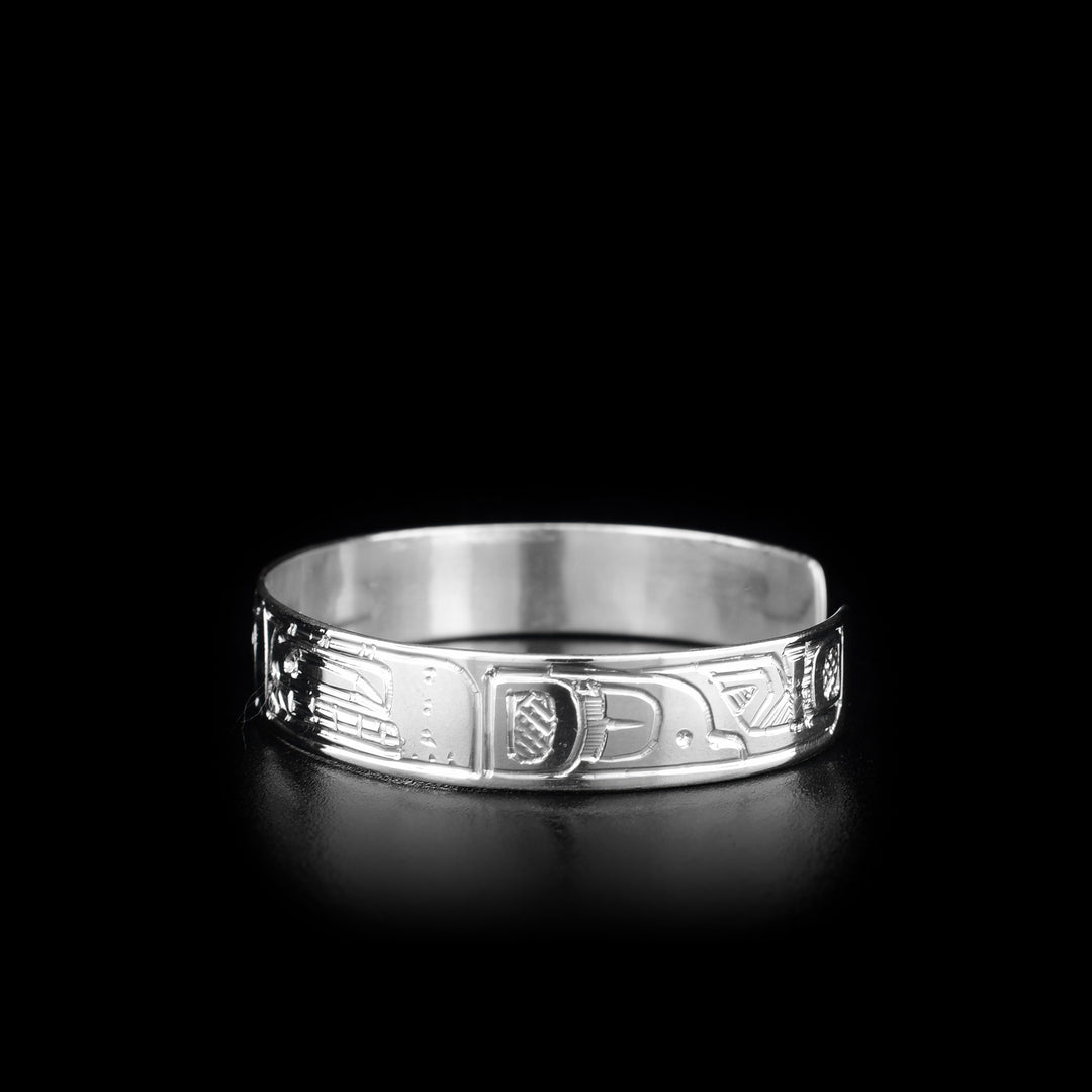 Silver Cuff 3/8" Double Orca Sun Bracelet - Artina's Jewellery