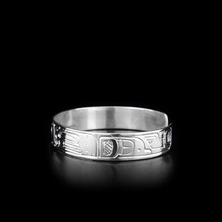 Silver Cuff 3/8" Double Orca Sun Bracelet - Artina's Jewellery