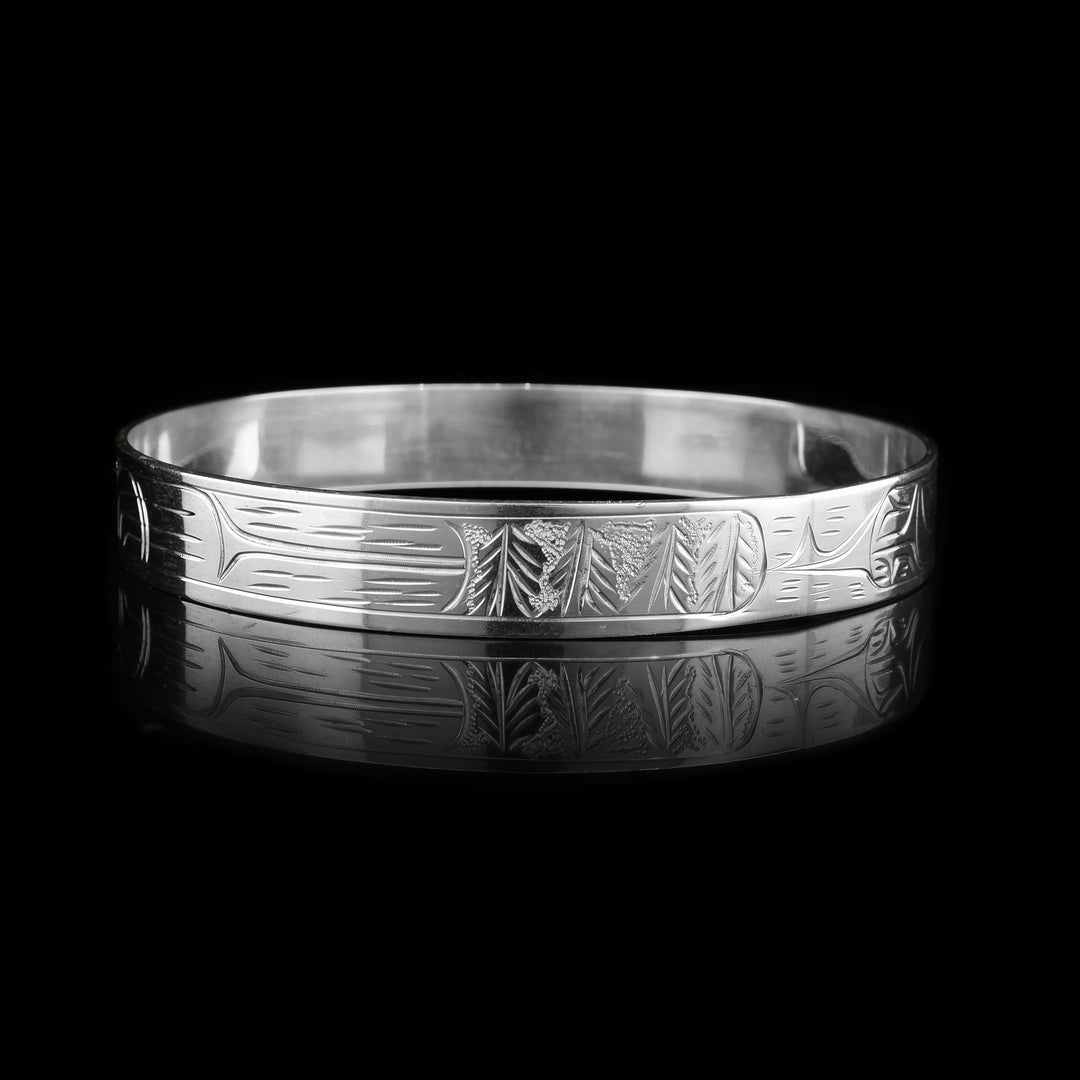 Large 3/8" Silver, Bear and Eagle Bracelet Bangle - Artina's Jewellery