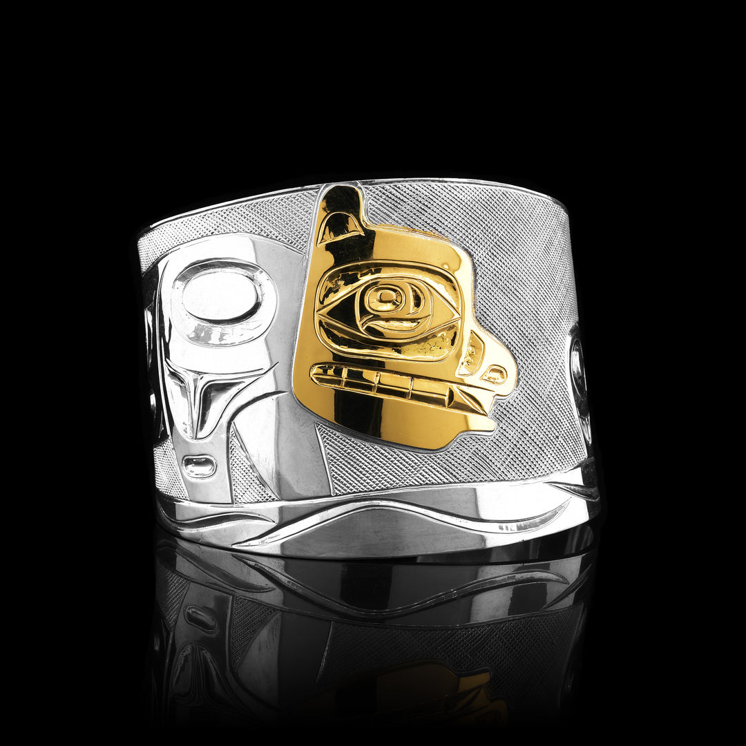 2" Silver and Gold Bear and Cub Bracelet