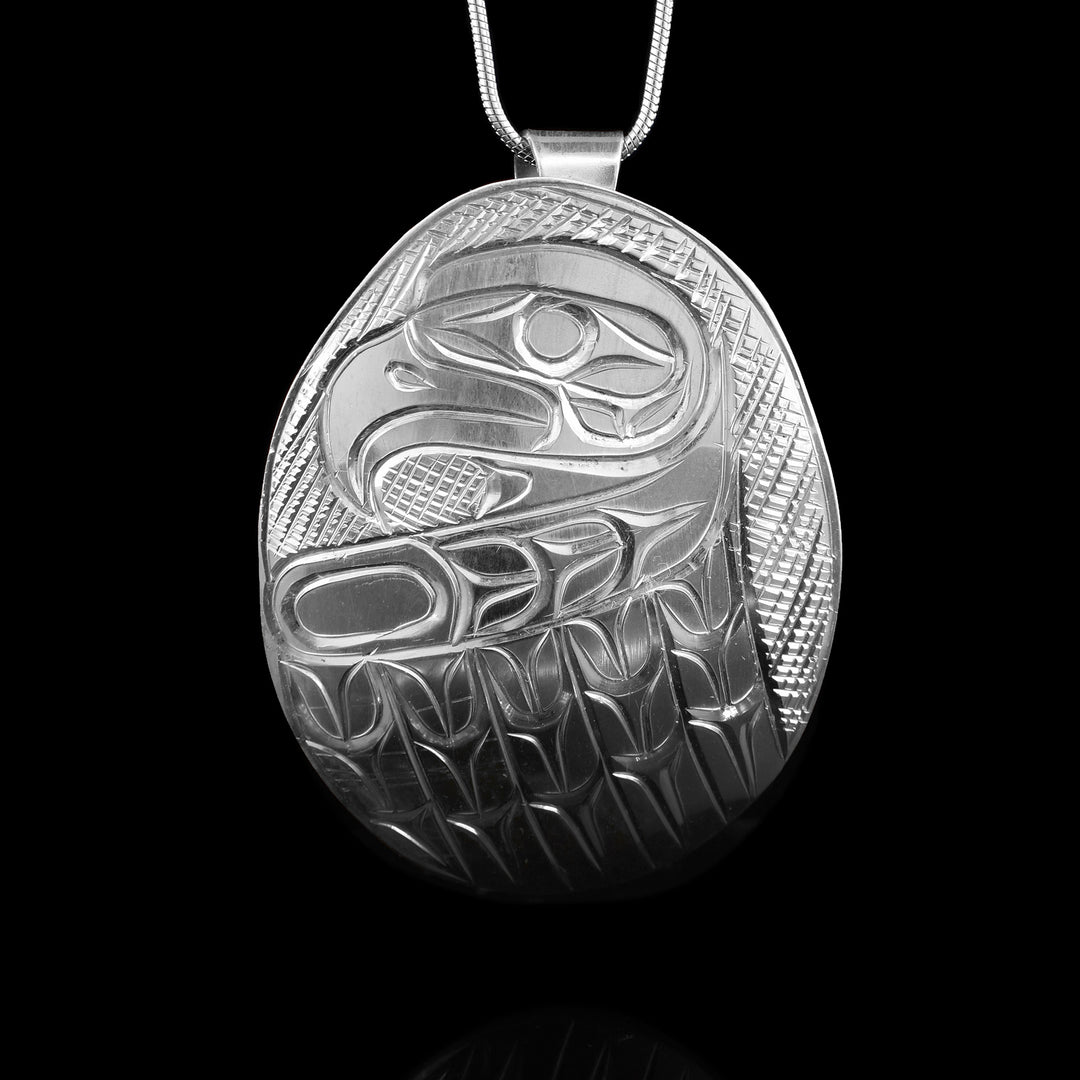 2" Sterling Silver Oval Eagle Pendant