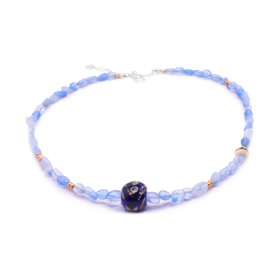 Aquamarine and Blue Glass Bead Necklace - Artina's Jewellery