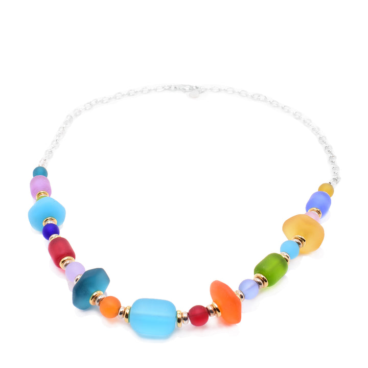 Colorful Silver and Glass Bead Necklace - Artina's Jewellery