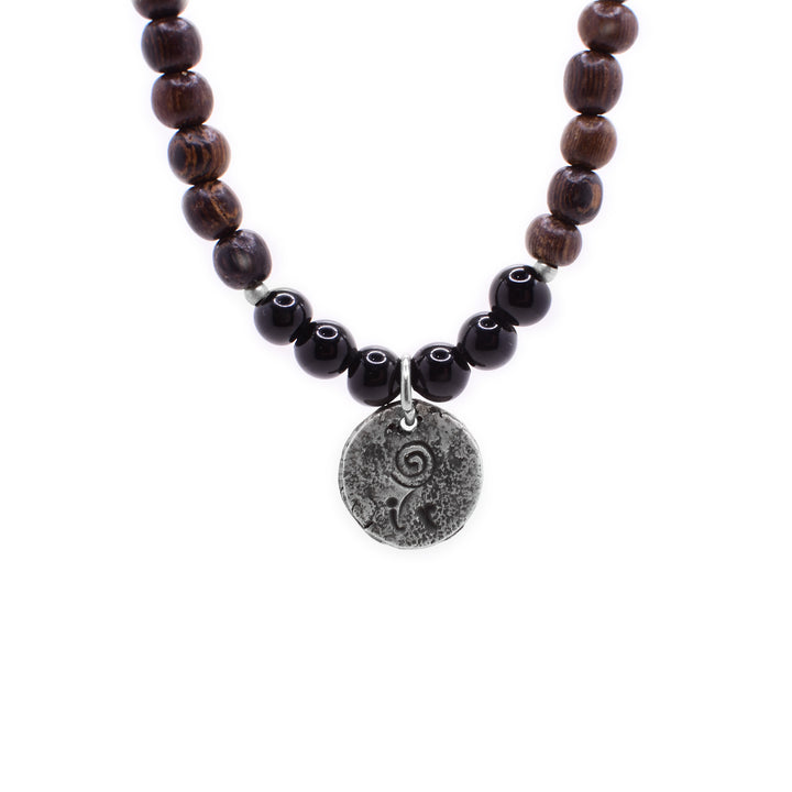 Wood Bead Necklace with Pendant - Artina's Jewellery