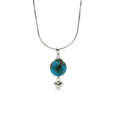 Dainty Silver Turquoise Heart Pendant - Artina's Jewellery