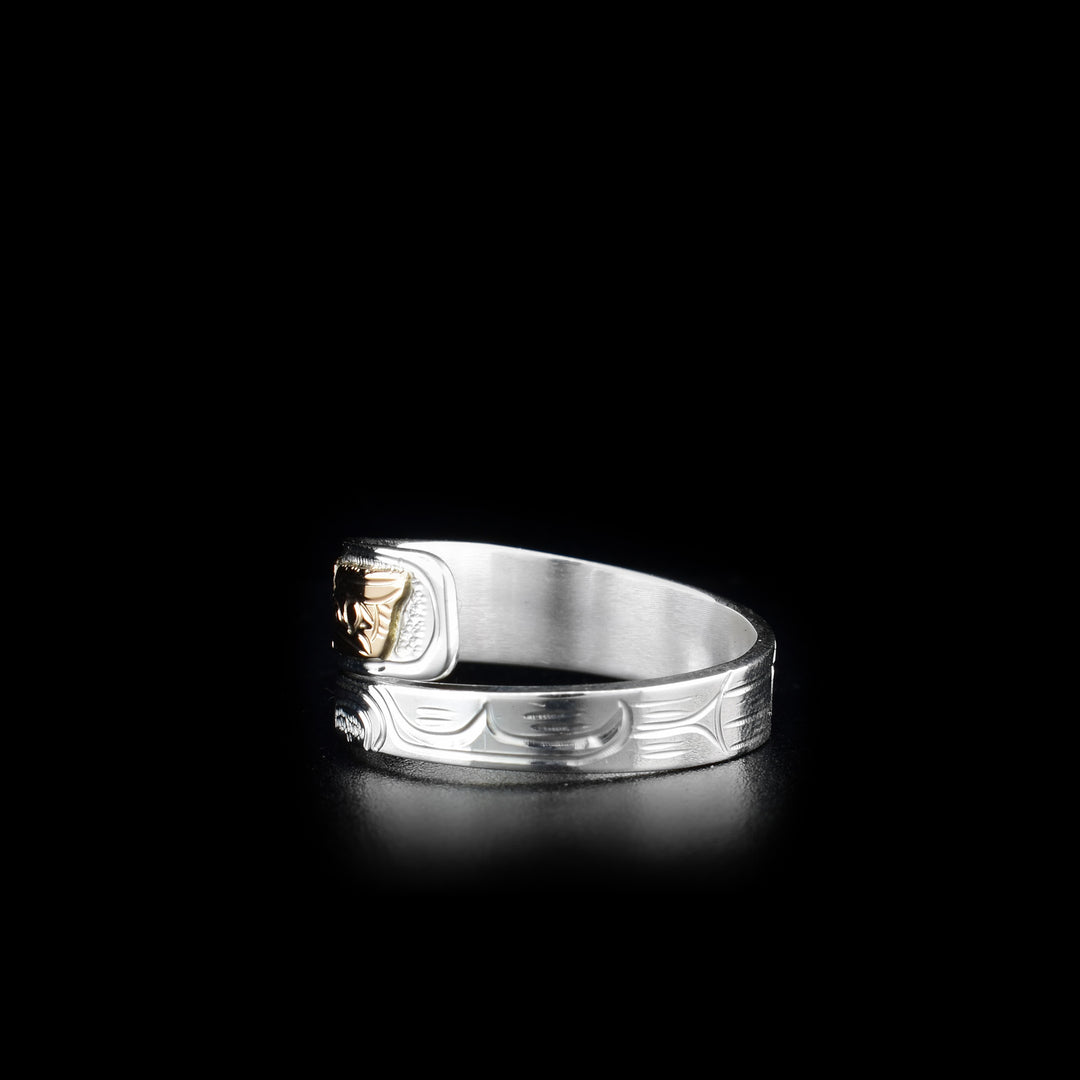 Wrapped Owl 1/4" Silver and 14K Gold Ring - Artina's Jewellery