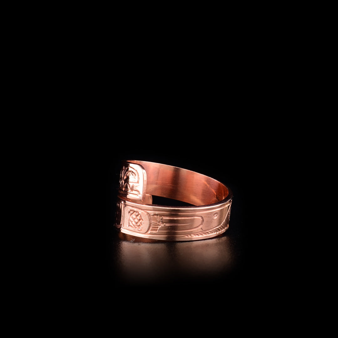 Wolf and Orca Wrap Around Copper Ring - Artina's Jewellery