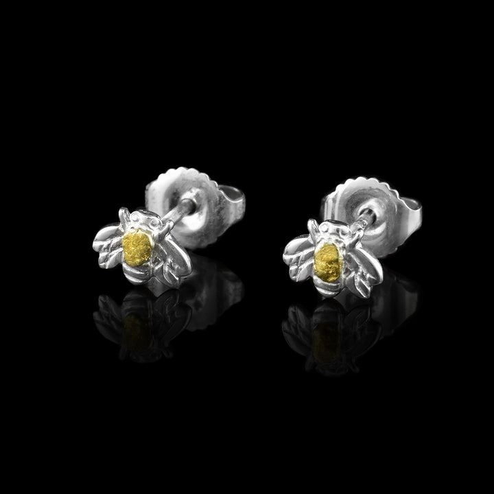 Tiny Gold Nugget Bee Stud Earrings