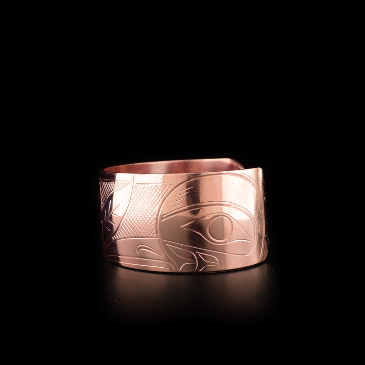 Copper Cuff 1" Flower and Hummingbird Bracelet - Artina's Jewellery