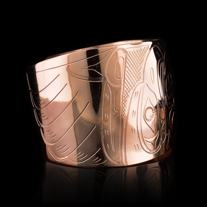 Wide 1.5" Cuff Eagle, Raven and Moon Bracelet - Artina's Jewellery