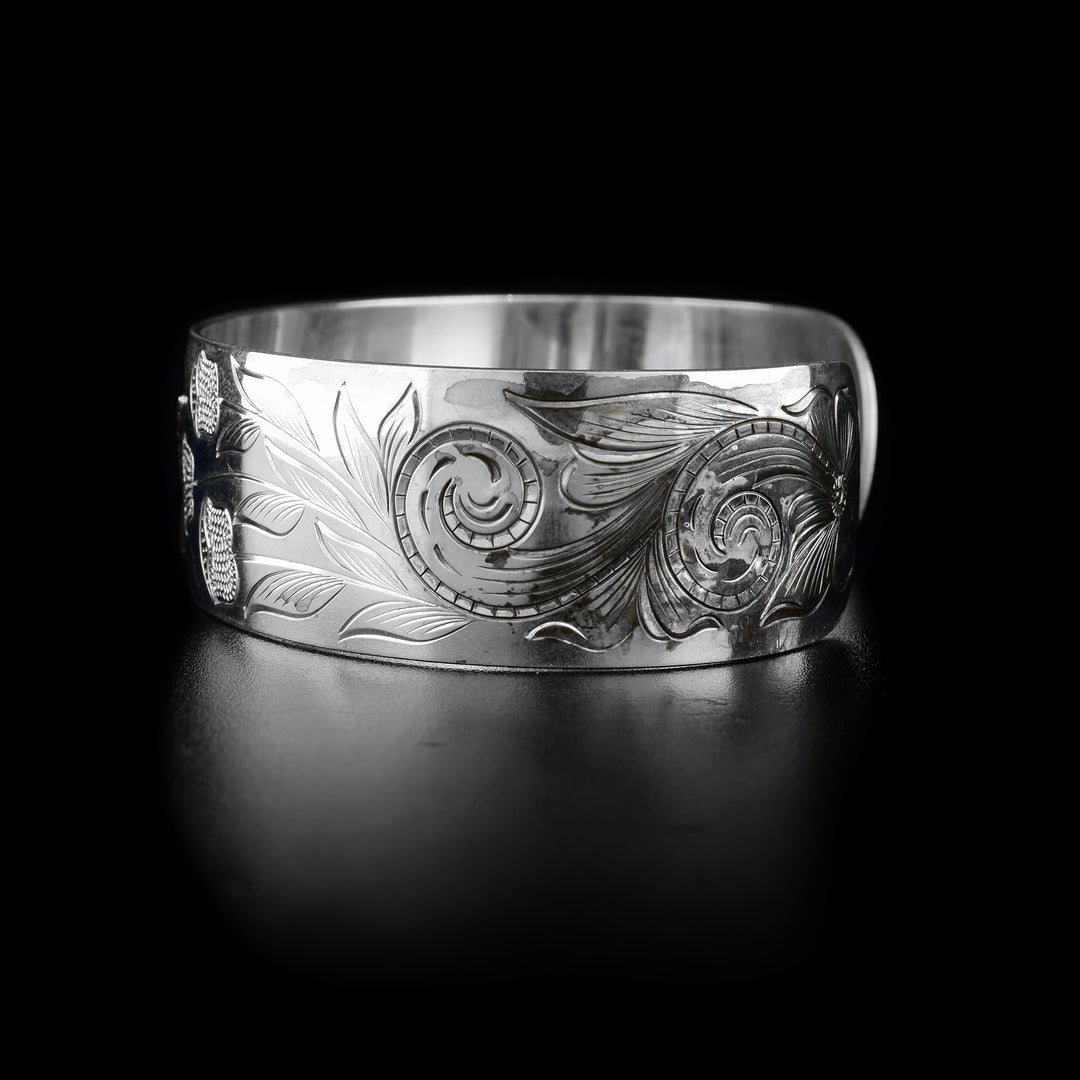 Silver and Gold 3/4" Hummingbird Cuff Bracelet - Artina's Jewellery