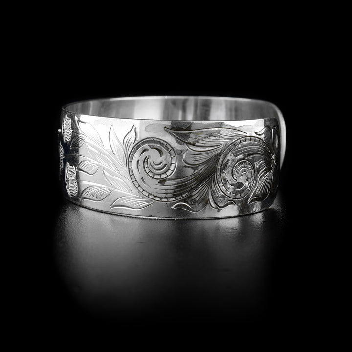 Silver and Gold 3/4" Hummingbird Cuff Bracelet - Artina's Jewellery