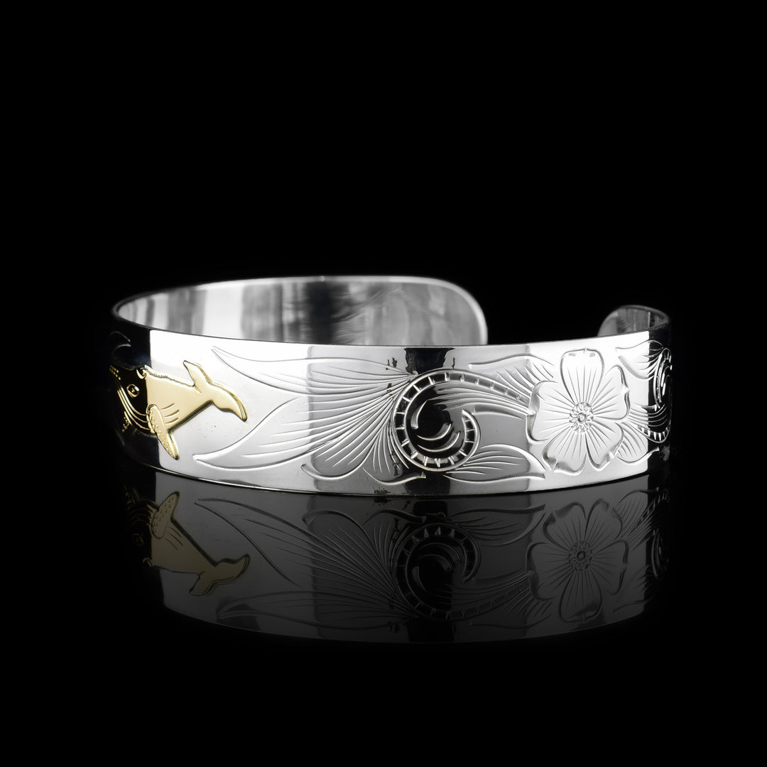 1/2" Silver and Gold Whale Cuff Bracelet - Artina's Jewellery