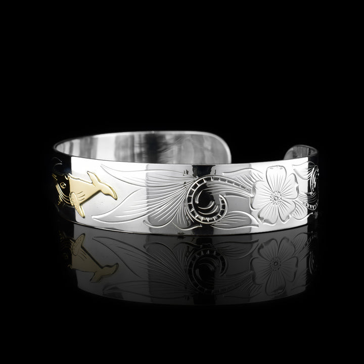 1/2" Silver and Gold Whale Cuff Bracelet - Artina's Jewellery