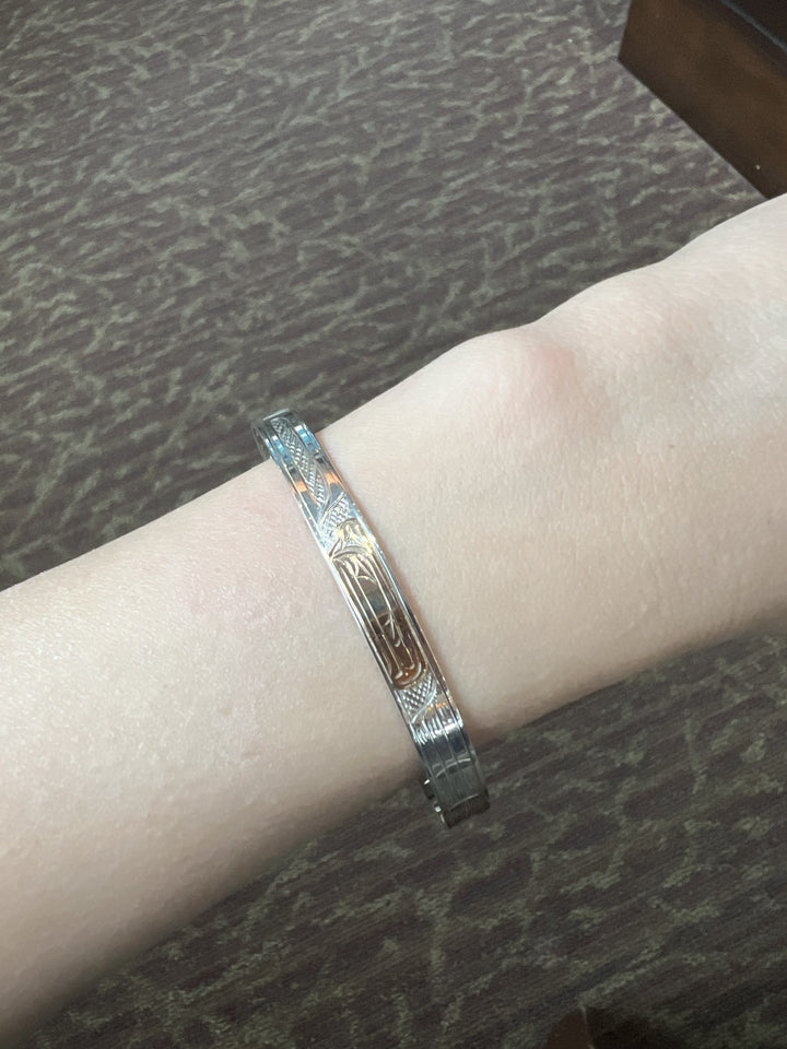 Raven 1/4" Silver and Gold Cuff Bracelet - Artina's Jewellery