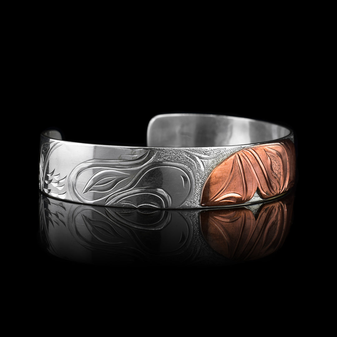 Sterling Silver and Copper 1/2" Eagle, Moon, and Wolf Bracelet
