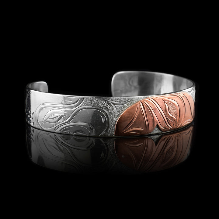 Sterling Silver and Copper 1/2" Eagle, Moon, and Wolf Bracelet - Artina's Jewellery