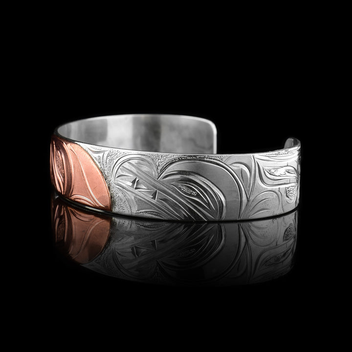Sterling Silver and Copper 1/2" Eagle, Moon, and Wolf Bracelet - Artina's Jewellery