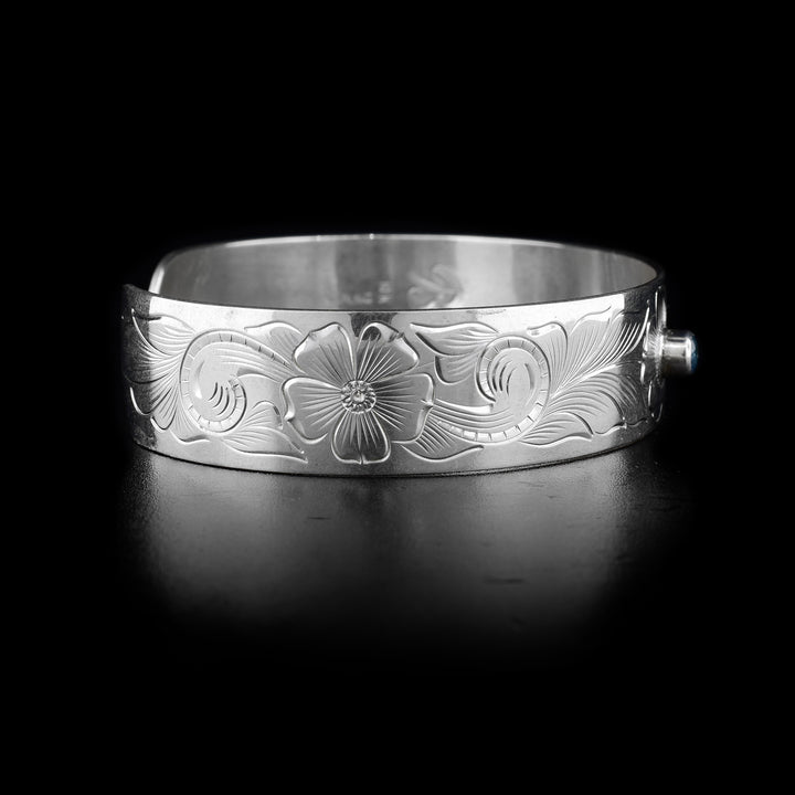 Silver and Gold 1/2" Hummingbird Cuff with Topaz - Artina's Jewellery