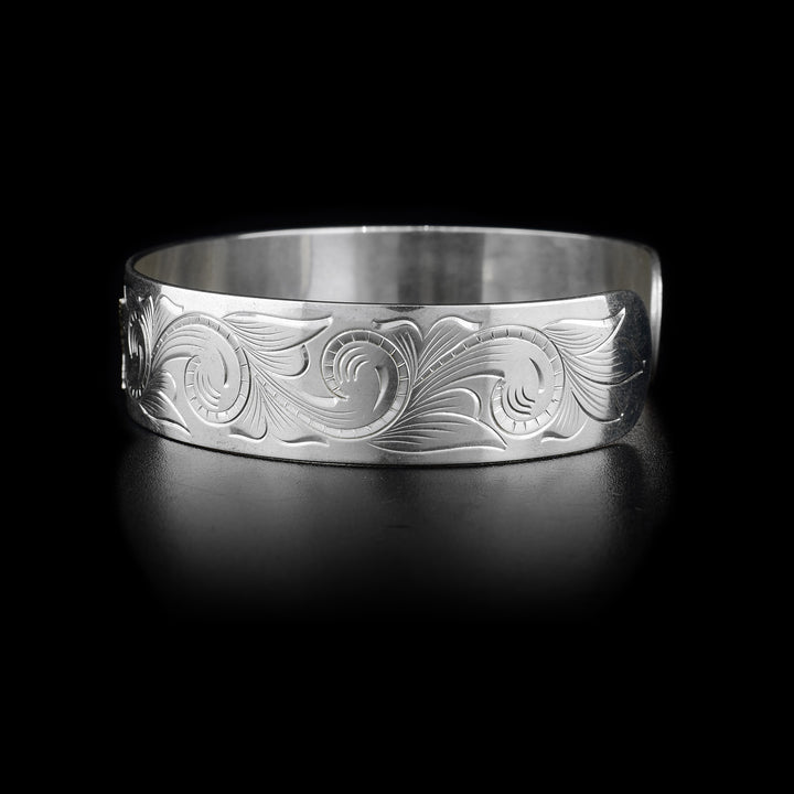 Silver and Gold 1/2" Hummingbird Cuff with Topaz - Artina's Jewellery